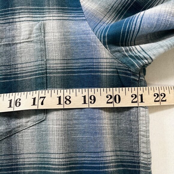 Outerknown Highline Shirt Cotton & Linen Blend Blue Plaid Size Large - Picture 9 of 10